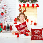 HASTHIP® 4Pcs Christmas Square Pillow Covers 15.7 inches SquareLinen Printed Pillow Cover Classic Christmas Sofa Pillow Covers SquarePillow Covers for Christmas