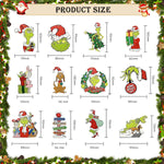 HASTHIP® 24pcs Funny Grinch Christmas Decorations Christmas Tree Wooden Hanging Ornaments Assorted Grinch -themed Christmas Tree Decorations for Home Decor Merry Grinch Mas Party Home Decoration