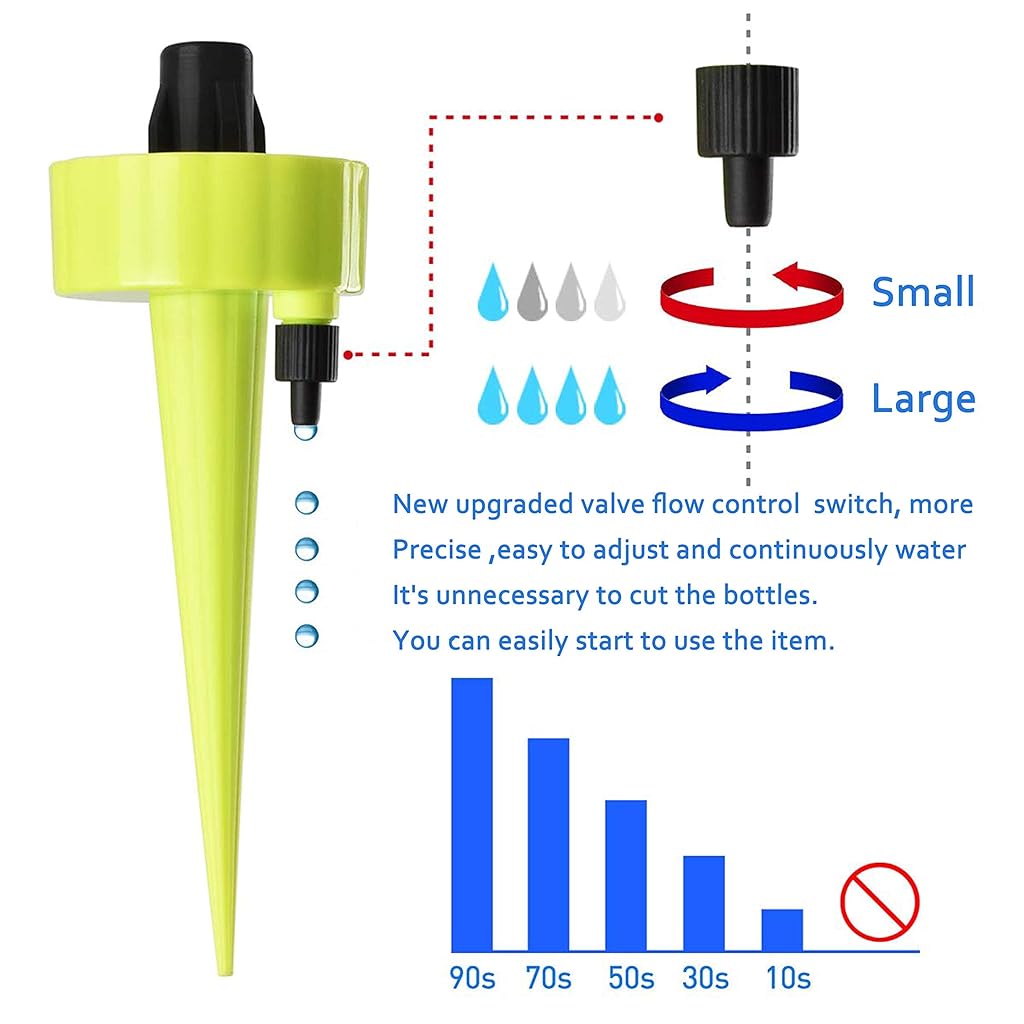 HASTHIP® 12Pcs Drip Irrigation Kit, Automatic Plant Water Dropper for Garden Home Office with Slow Release Control Valve Switch, Self-Watering Spikes for Pots Plant Automatic Plant Water Devices