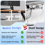 HASTHIP® No Drill Under Desk Cable Management Tray, Adjustable Metal Wire Organizer Rack with Clamp for Cord, Power Strip & Network Cable Storage, Office Or Home Use, 13x4.7x3.1 inches (White)