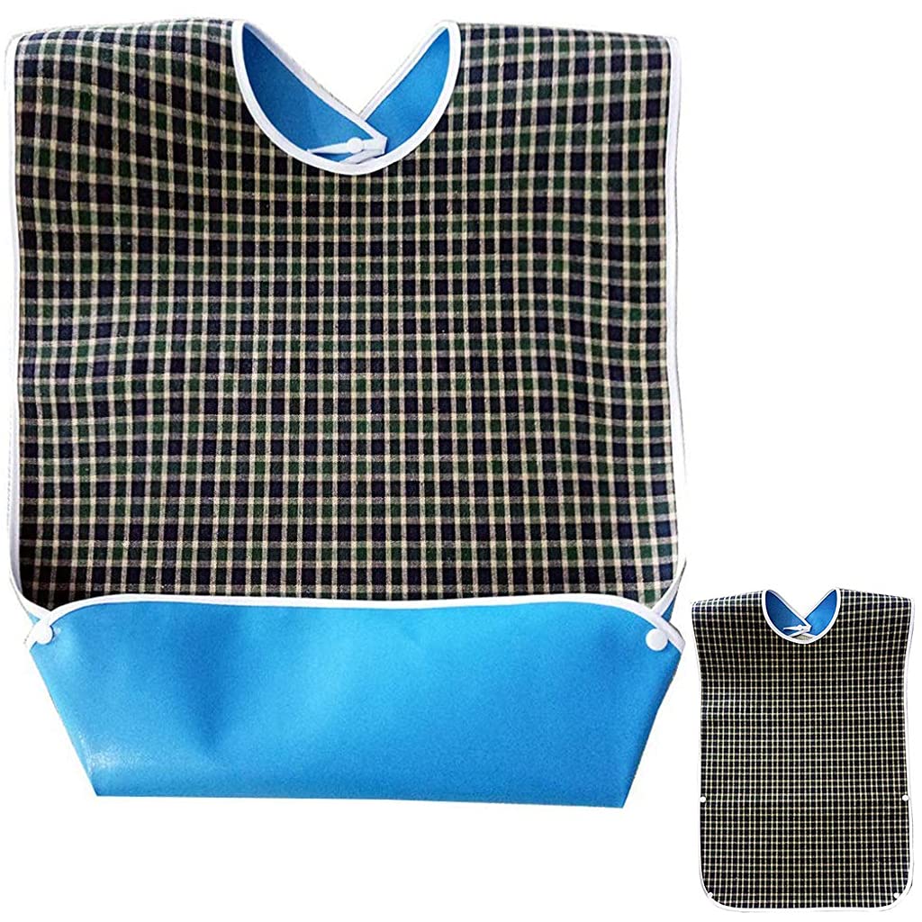 HASTHIP Adult Bibs for Elderly with Waterproof PVC Lining 78 x 44cm | Washable Green Dining Protector
