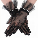 HASTHIP® Guantes de Malla Negra para Mujer, Elegantes Guantes de Encaje Transpirable, Accesorio Retro para Fiesta, Boda, Disfraz o Baile Nocturno