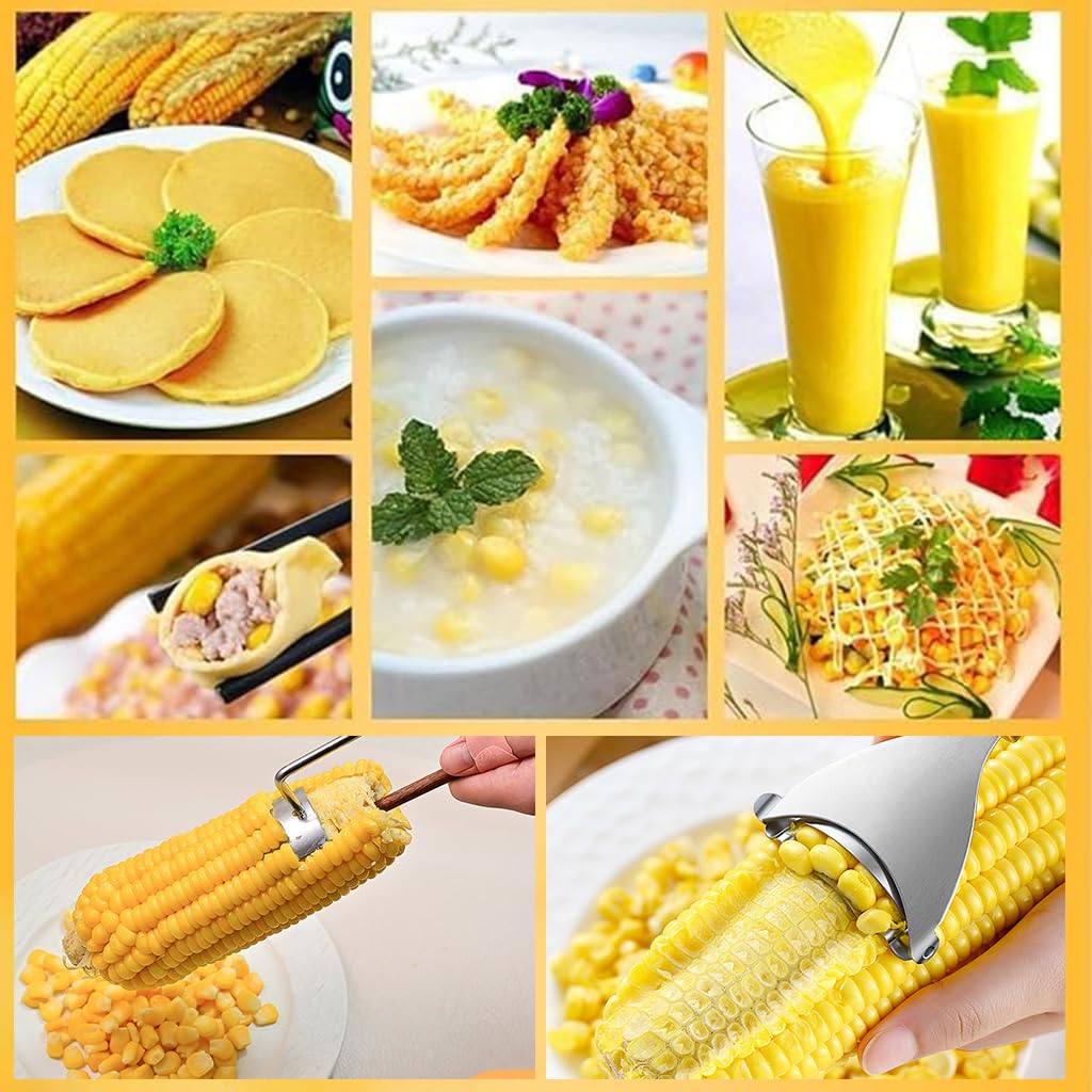 HASTHIP Corn Peeler Set for Easy Kernel Removal with Dual Curved Blade Design | Stainless Steel 2 Pcs