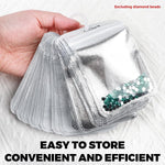HASTHIP Diamond Pouches for Craft and Jewelry Storage with Ziplock and Clasp Ring | 50 Pcs Clear Non‑Woven Bags