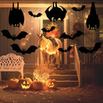 HASTHIP Halloween Home Decorations for Party with 13 Bats & Glow-in-the-Dark Eyes | PVC Wall and Tree Hanging Decor