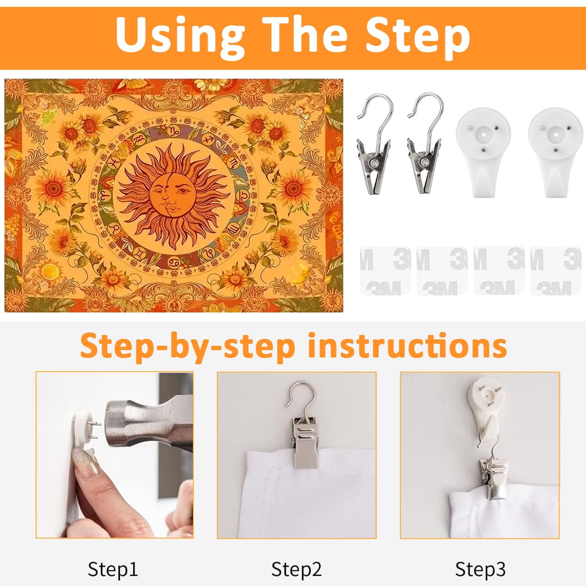 HASTHIP Sun and Moon Tapestry for Bedroom and Living Room Decor 51x59 in | Soft Polyester Wall Hanging