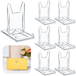 HASTHIP® 6 Pack Adjustable Clear Acrylic Purse Display Stand, Transparent Handbag Holder Stand for Wallets, Bags, Jewelry, Card, Plate, Picture, Tabletop Art, Organizer for Party, Wedding,