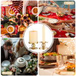 HASTHIP Candle Holder Stand for Dining Table Decoration with 2Pcs Metal Golden Pillars | Minimalist Tealight and Taper Design