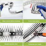HASTHIP Pigeon Spikes for Outdoor Animal Control featuring Dual Row 48mm Spikes | Stainless Steel 3.3ft Strips with Gloves and Cable Tie