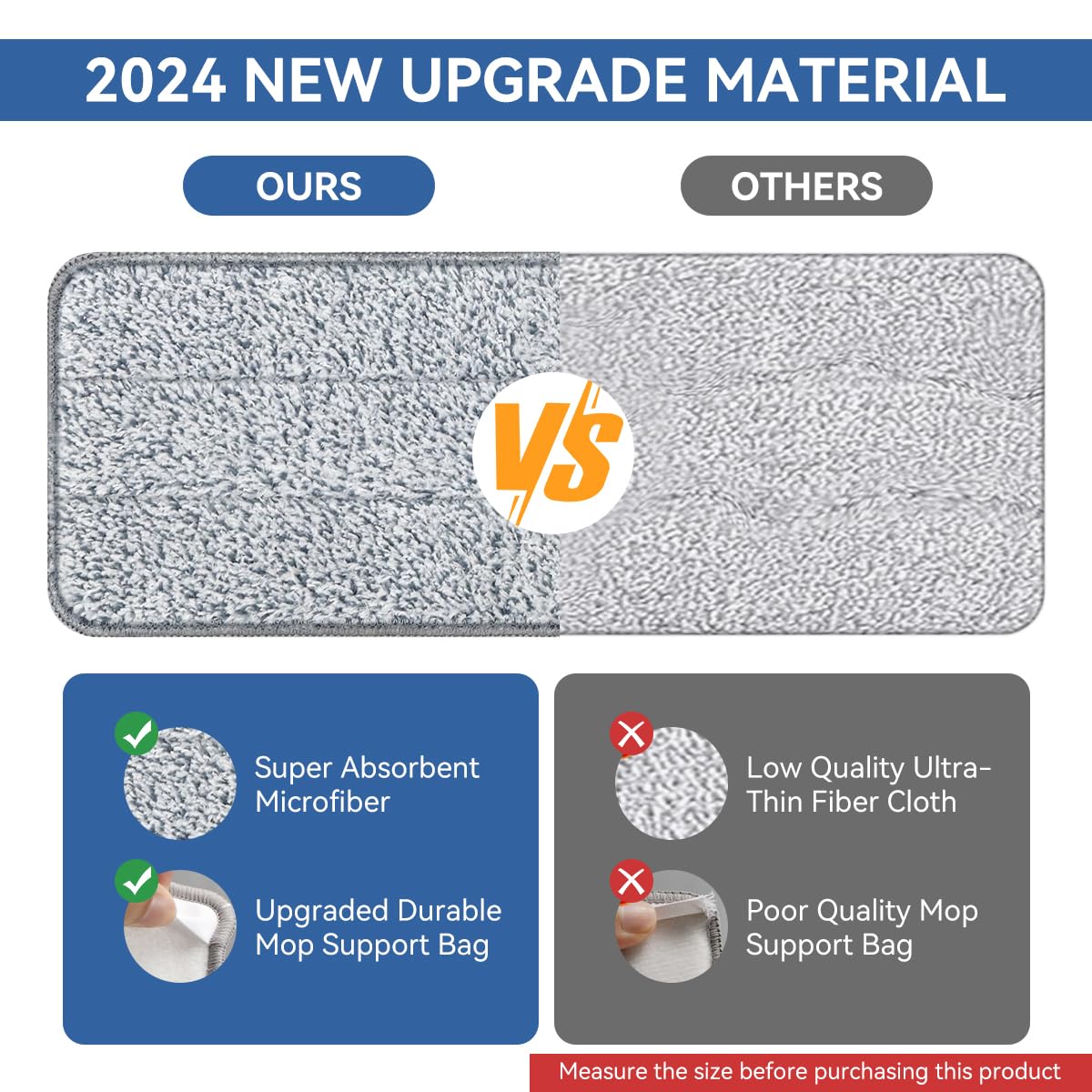 HASTHIP Replacement Flat Mop Head Refill for Wet and Dry Mops featuring Stick-On Microfiber Pads 12.99 x 4.72 in | Reusable and Washable 8 Pcs Set