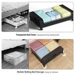 HASTHIP Under Bed Storage Organizer 32"x17"x6.3" with Wheels and Zip Cover in Black