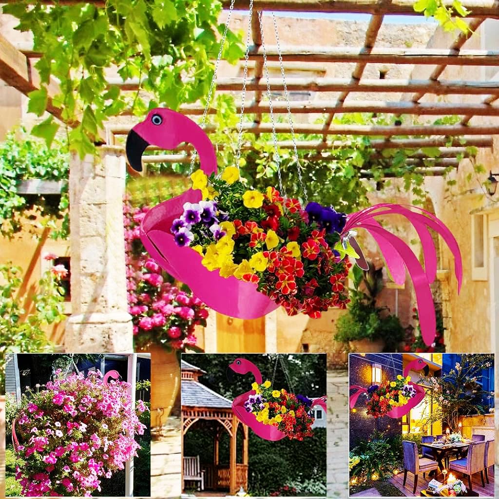 hanging flamingo planter HASTHIP Metal Flamingo Pots for Plants