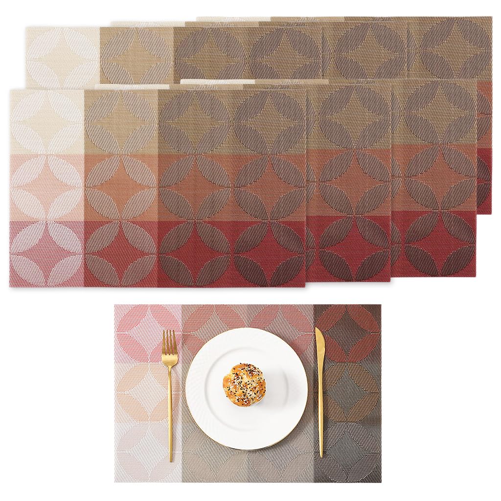 HASTHIP Dining Table Placemats 6pcs 17.7x11.8cm for Dining Protection with Embossed PVC Design | Waterproof and Heat Resistant
