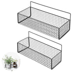 HASTHIP Kitchen Organizer Basket Set 2Pcs for Wall Mount or Counter Use | Metal Wire 26x13x15 cm and 36x15.5x15 cm