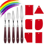 HASTHIP® Juego de 11 Espátulas y Raspadores para Pintar,5 Cuchillos de Paleta Acero Inoxidable y 6 Raspadores Plástico,Accesorios para Mezcla Color