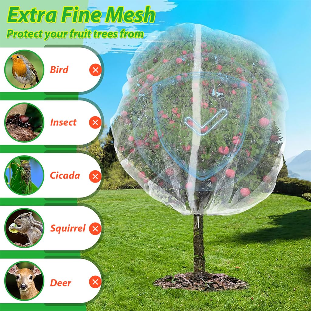 HASTHIP Fruit Tree Netting for Garden Plants 240x240cm with Zippered Access & Drawstring Closure