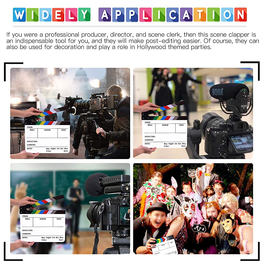 HASTHIP Clapper Board for Filmmaking with Magnetic Strips and 24 x 30cm Acrylic Design | 2 PCS Set