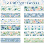 HASTHIP Washi Tape for Scrapbooking and DIY Crafts featuring 12 Rolls 0.59 in x 16.4 ft Floral Prints