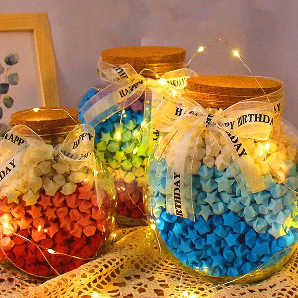 HASTHIP Star Origami Paper for DIY Crafts with 1030 Strips of 27 Colors | Double Sided Lucky Decoration