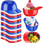 HASTHIP® Cuencos de Postre en Forma de Casco Béisbol 8 oz,Tazones Mini Plástico Multicolor para Helado,Aperitivos y Salsas 12 Piezas para Fiestas Cumpleaños y Eventos (Rojo Azul Oscuro