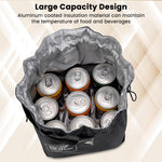 HASTHIP Reusable Lunch Bag for Work and Picnic with Drawstring Closure and Insulated Canvas 21x15x30cm