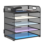 HASTHIP File Holder for Office and School Use featuring 5 Layers with Metal Mesh Handle | 32.5x32.5x23 cm Desk Organizer