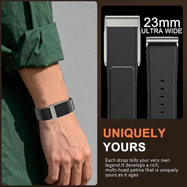 HASTHIP® PU Leather Replacement Band for Whoop 5.0 Life Fitness Tracker, Adjustable Soft Faux Leather Wrist Strap with Metal Clasp, Fashion Business Fitness Watch Band for Men
