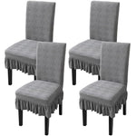 HASTHIP Chair Cover Set of 4 for Dining Table with Skirted Hem | Polyester Spandex Grey