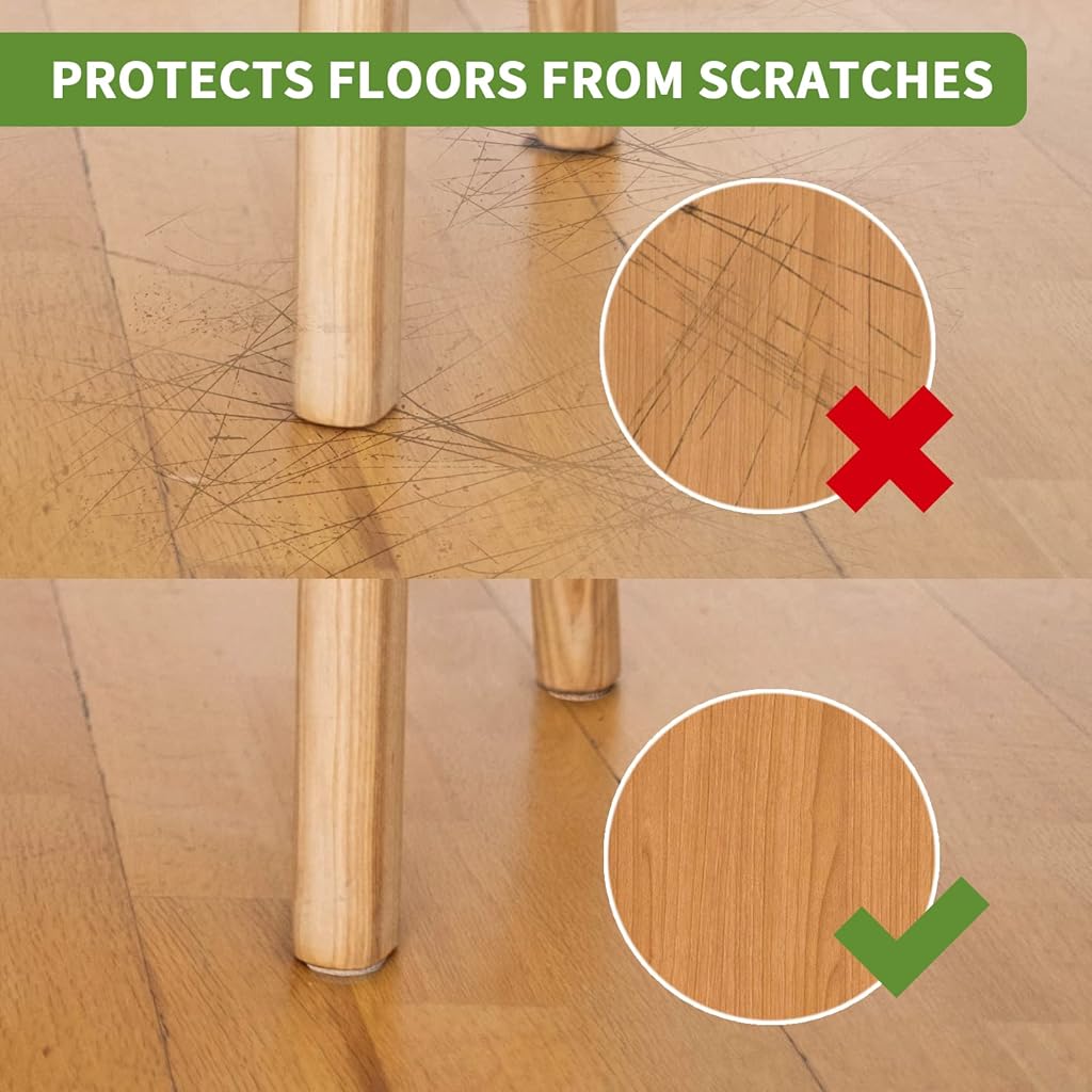 HASTHIP® 80Pcs Felt Furniture Pads for Chair & Table Legs - 3 Sizes Round Floor Protectors 2/3/4cm - Self-Adhesive, Non-Slip, Anti-Scratch, Noise Reduction Felt Pads for Hardwood & Tile