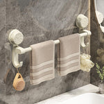 HASTHIP Towel Holder for Bathroom 50×15 cm with Dual Hooks featuring Suction Cup Mount | Carbon Steel Rustproof Organizer