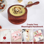 HASTHIP Wax Seal Stamp Kit for Envelopes and Invitations with Brass Spoon and 7.5 cm Furnace | Wood and Metal Wax Melting Set