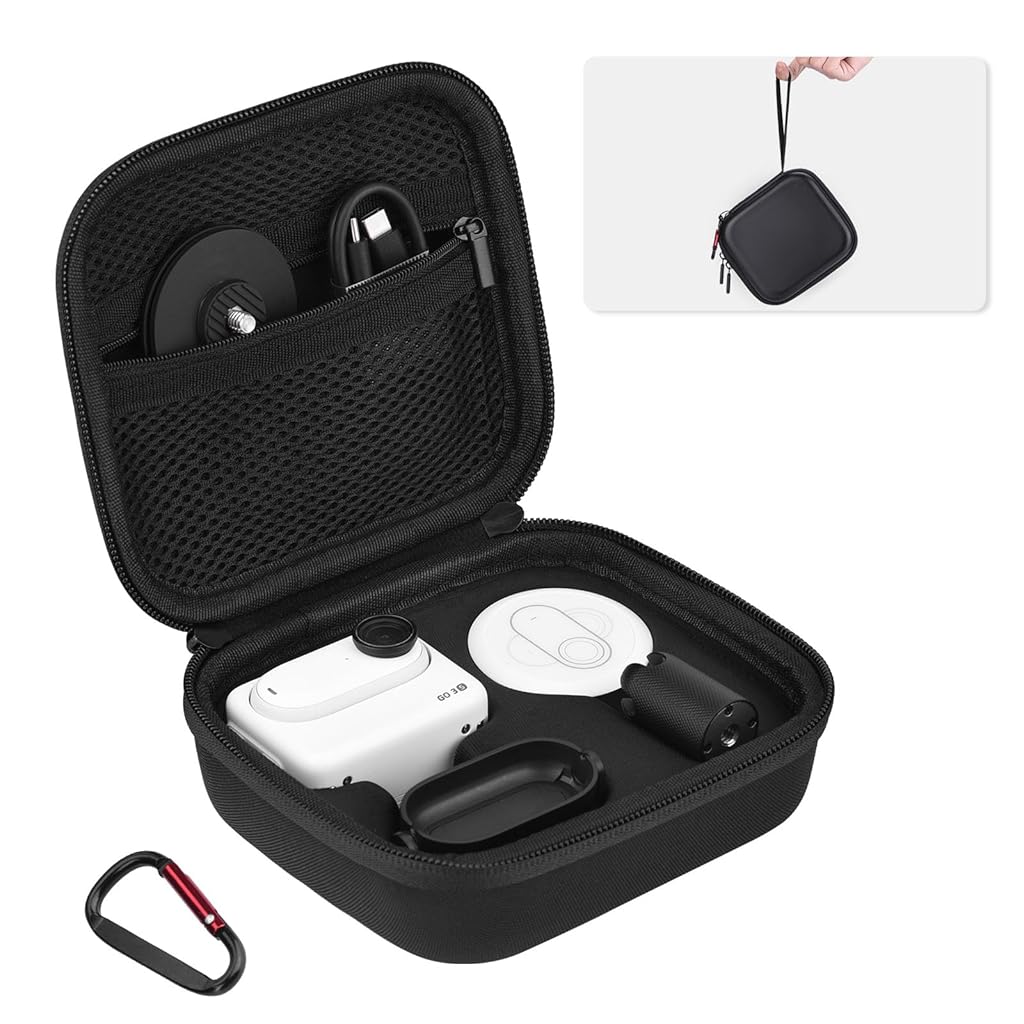 HASTHIP® Estuche de Transporte Rigido para Insta360 GO 3S/GO 3,Funda Protectora de Silicona con Tapa Lente y Accesorios,Bolsa Almacenamiento Portátil para Cámara Acción y Equipamiento