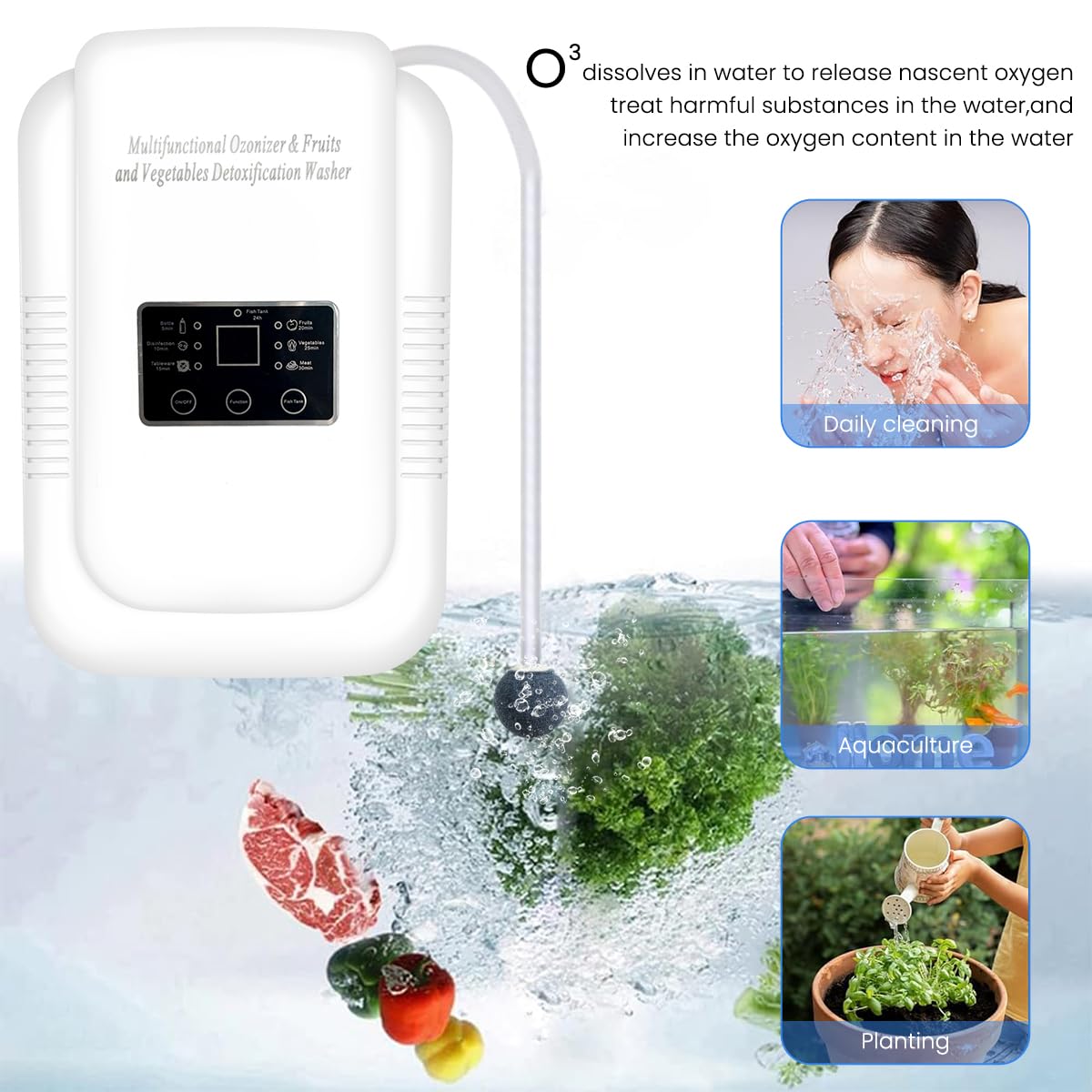 HASTHIP® Ozone Generator with Timer Multi-functional Ozone Generator for Air Purification, Water Treatment, Vegetable Cleaning 600mg/h Ozone Generator Machine for Purifying Water for Cleaning