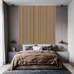 HASTHIP Peel and Stick Wallpaper for Wall Decor featuring 3D Wood Slats 9.8 ft Roll | Waterproof Tan Vinyl