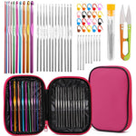 Aluminium 54Pcs Crochet Needles Set,Ergonomic Crochet Hooks Kit With Storage Case,Crochet Hooks Needles Set Stitch Marker Diy Craft Hand Knitting Craft Art Tools For Beginners,Assorted