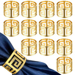 HASTHIP Napkin Ring Set for Wedding and Holiday Table Settings with Hollow Cut Design 12pcs 1.77x1.18in Gold