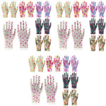 HASTHIP Gardening Gloves for Women with Full Palm Anti Slip Grip 6 Pairs Nylon Floral Print