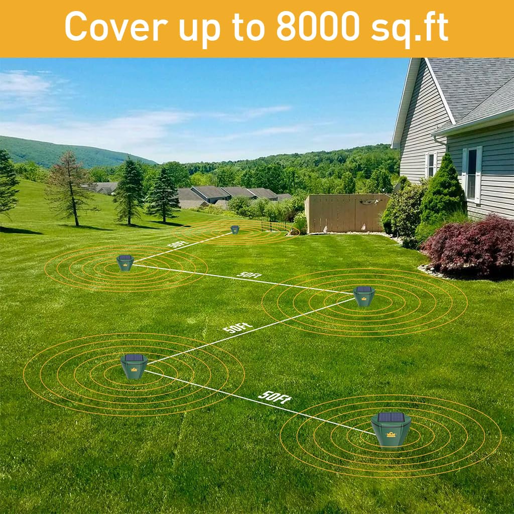 HASTHIP® 2Pcs Solar Ultrasonic Animal Repellent with 3 Changing Frenquency Modes IP65 Waterproof 9.8 Inches Animal Repellent Spiral Sticks Ultrasonic Animal Repellent for Garden, Lawn, Farm Land