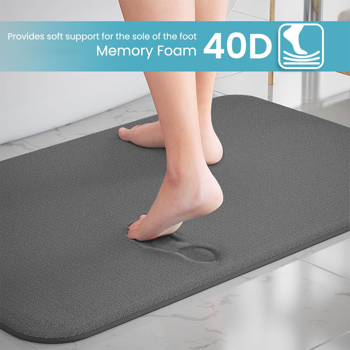 HASTHIP Bathroom Floor Mats Set for Toilet and Bathtub with Memory Foam Comfort | 9PCS Quick-Dry Anti-Slip Design
