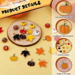 HASTHIP DIY Festival Jewelry Accessories for Thanksgiving and Halloween | 24pcs Enamel Zinc Alloy Maple Leaf and Pumpkin Charms