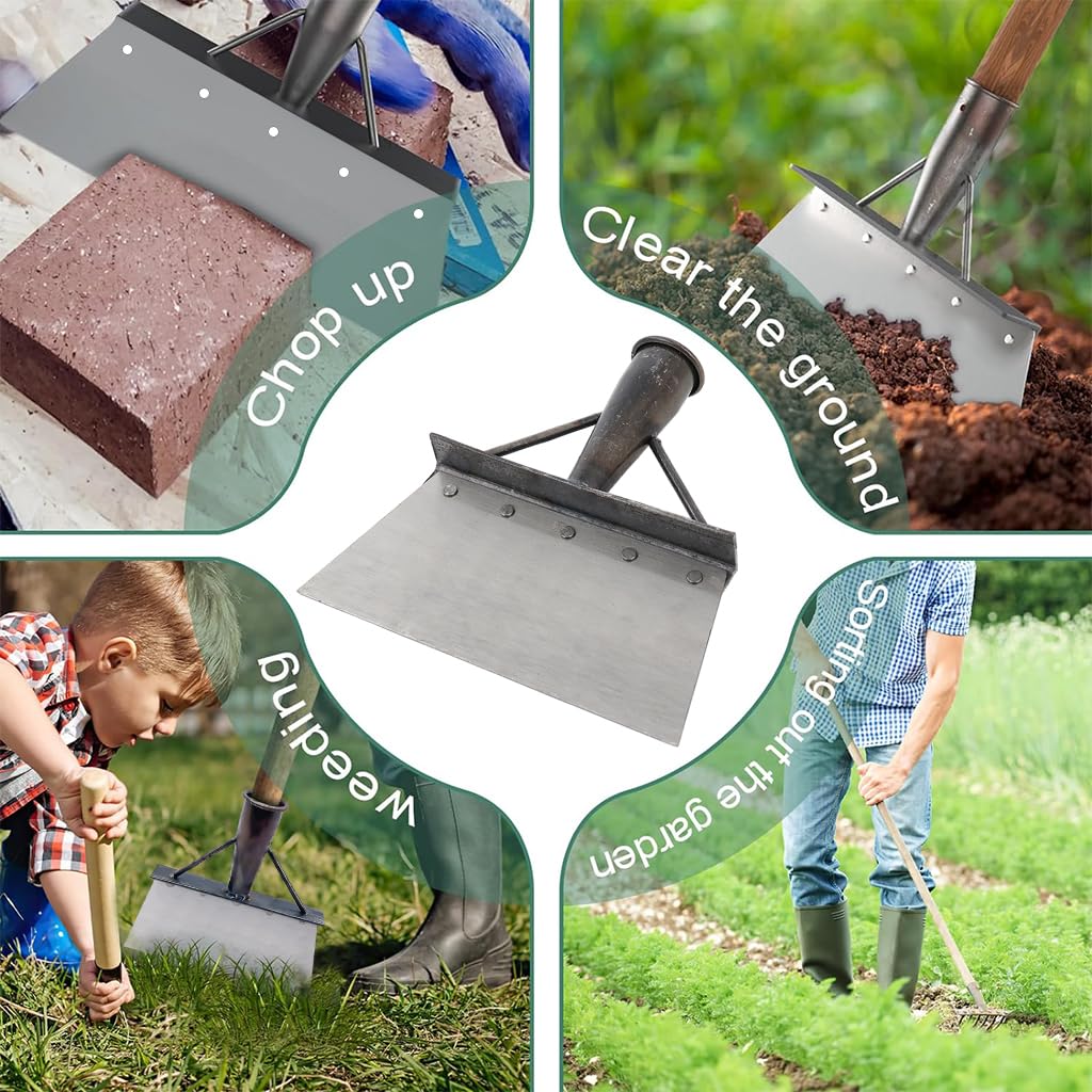 HASTHIP Gardening Rake for Weed Removal with 5.3 in 5 Tines and Ergonomic Handle | Carbon Steel Tool