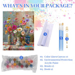 HASTHIP Paint by Numbers Kit for Adults and Kids with Brushes and Pigments 40x50cm | Retro Wildflower Bouquet Canvas Art Set