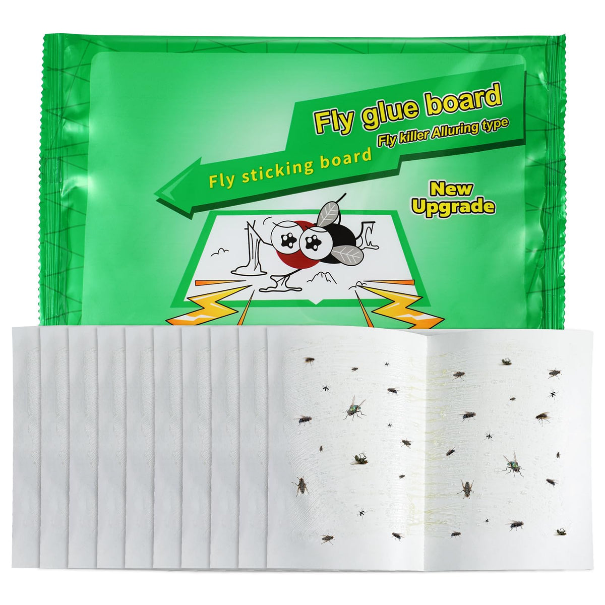 HASTHIP® 10-Count Adhesive Fly Trap for Kitchen & Garage Non-Toxic Adhesive Large Surface Odorless Insect Catcher for Flies, Mosquitoes, Bugs