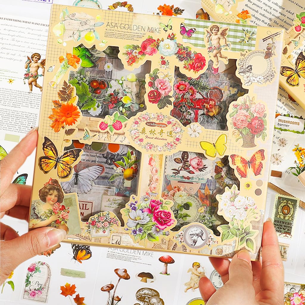 HASTHIP Vintage Journal Stickers for Scrapbook DIY Crafts featuring 640 pcs PET Set | Easy Self Adhesive