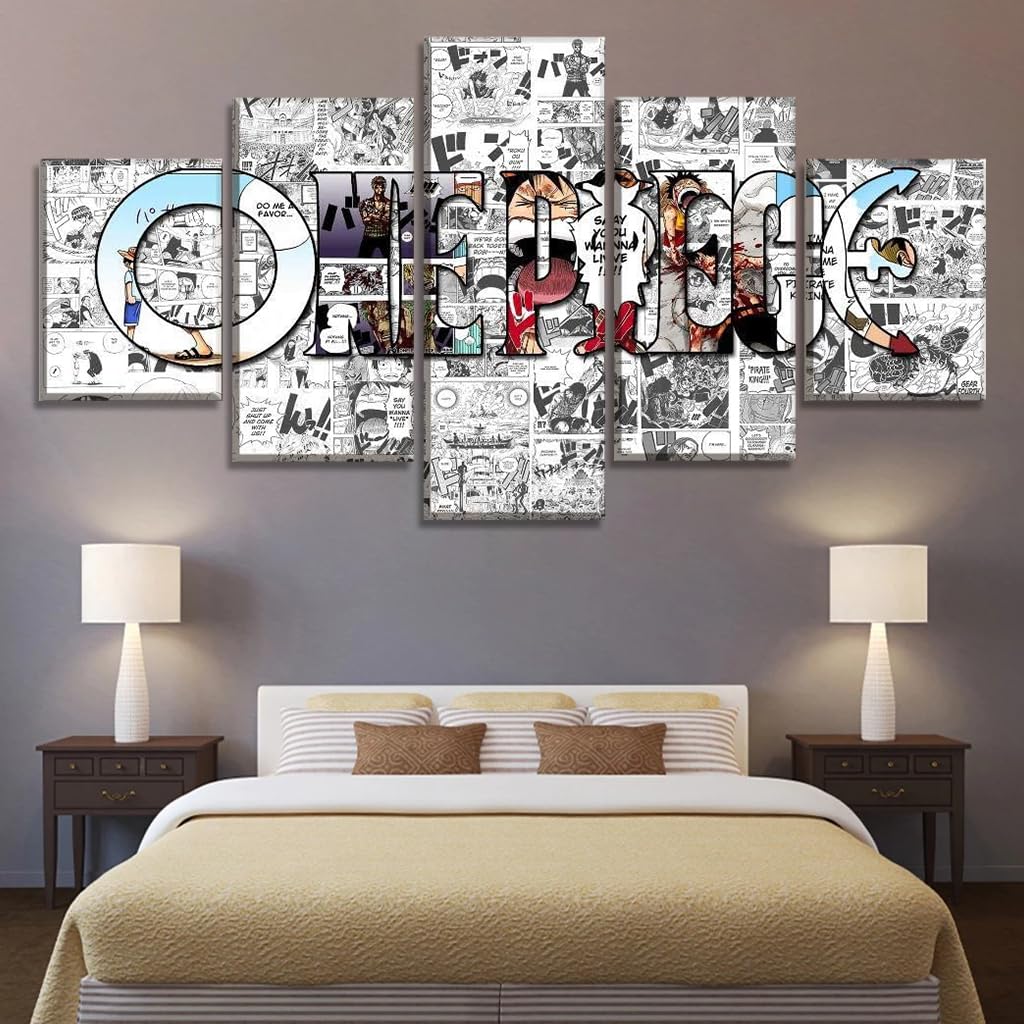 HASTHIP Anime Poster for Living Room featuring 5 Piece 20x35cm to 20x55cm Canvas Wall Art | Black and White Manga Design
