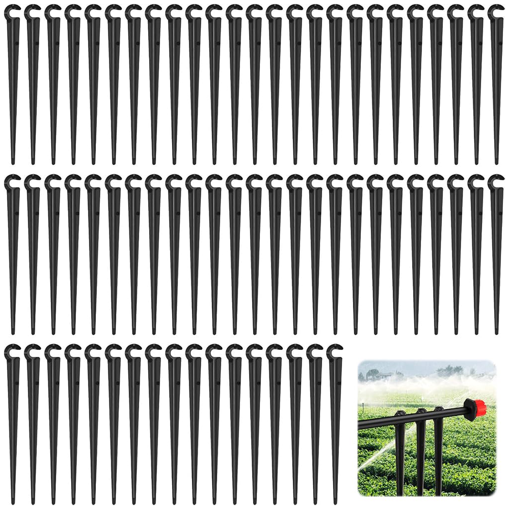 HASTHIP Micro Pipe Drip Holder Support Stakes 200 pcs 4.3 in for Garden and Lawn | UV Resistant Plastic Irrigation Tubing Support