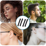 HASTHIP Glasses Ear Cushion for Non Slip Fit with Stretchy Temple Sleeves 2 Pairs | Soft Black Knit Eyewear Grips