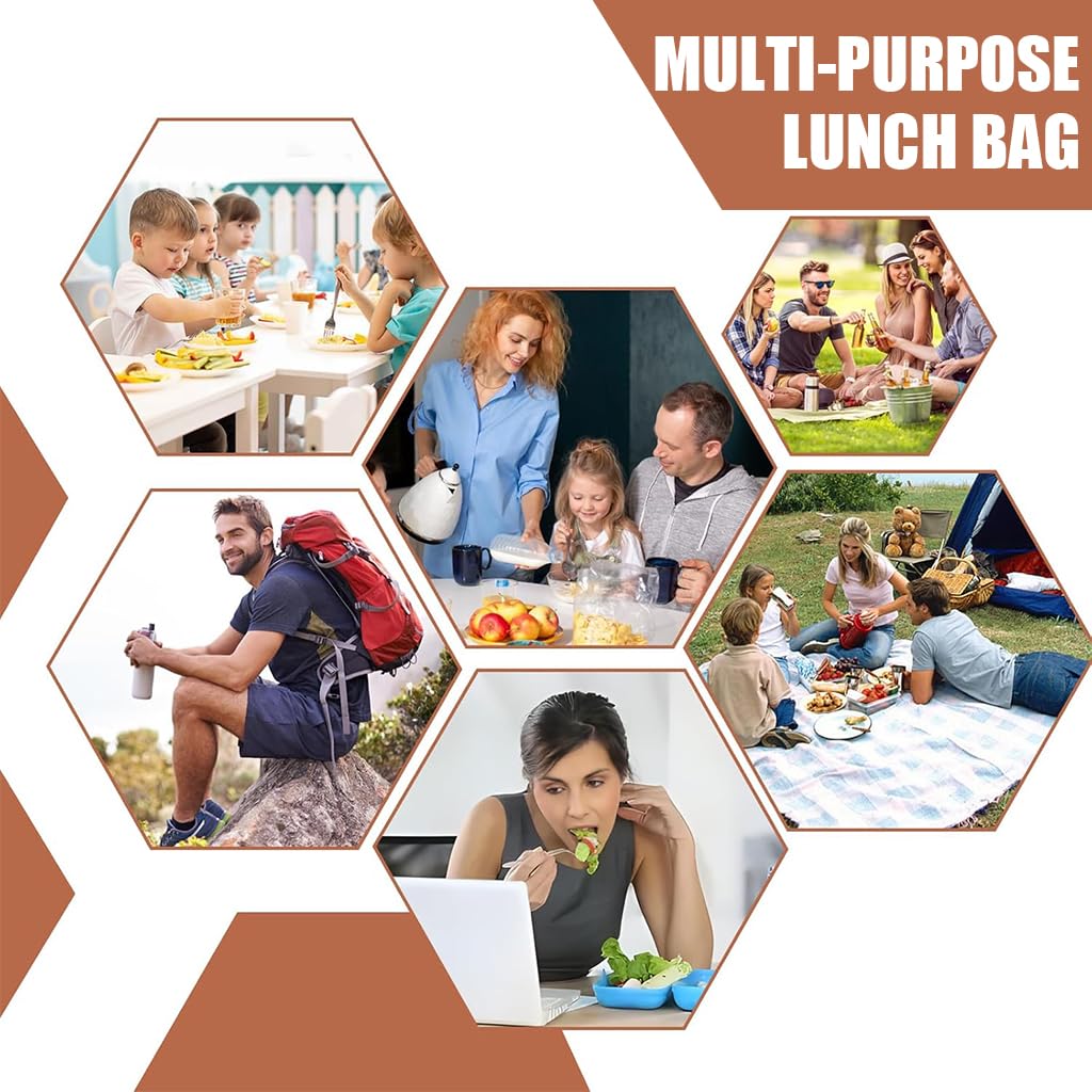 HASTHIP Insulated Lunch Bag for Office and Travel with 11.5L Capacity | Waterproof Oxford Cloth Beige