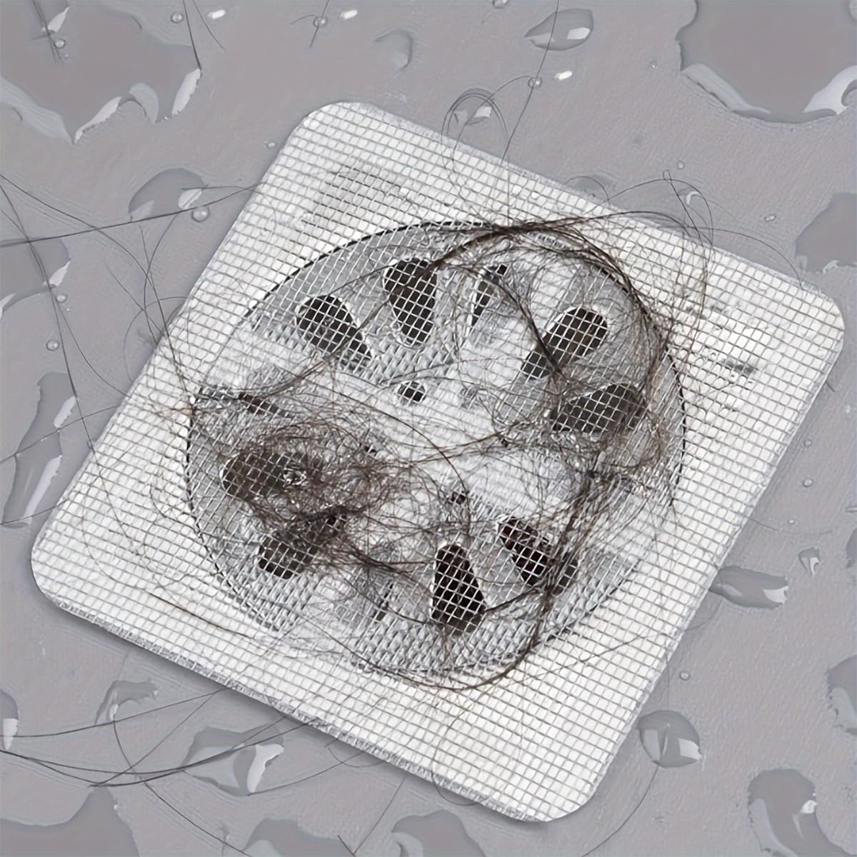HASTHIP Disposable Shower Drain Hair Catcher for Bathroom and Kitchen | 10 Pack 4 x 4 in Mesh Stickers with Waterproof Adhesive