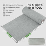 HASTHIP Microfiber Cleaning Cloth Roll for Kitchen with Pre-Cut Tear Away Design 15 Count 25x40cm Grey